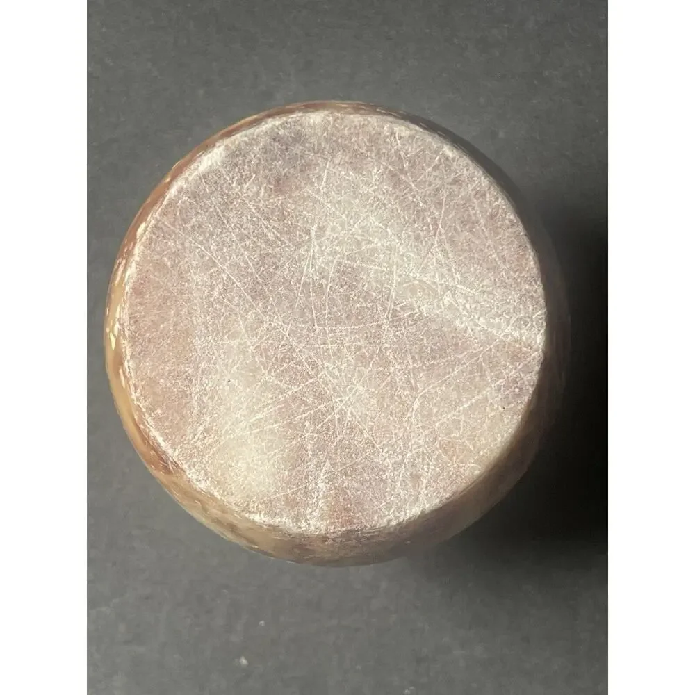 Jasper Quartz Paperweight Round Brown Tan Rustic Minimalist MCM Carved